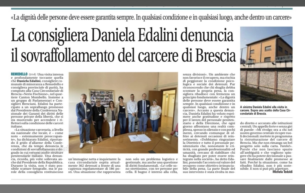 Immagine che raffigura La Consigliera di Parità denuncia il sovraffollamento del carcere di Brescia